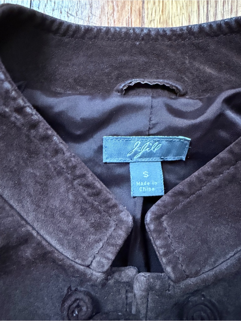 J. Jill Brown Suede Shirt Jacket with Frog Closures - Picture 2 of 2
